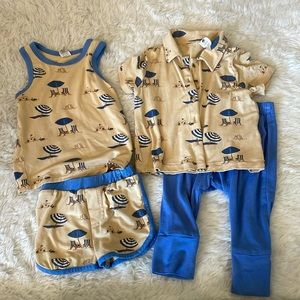 Kate Quinn 4 Pc Set - Tank/Guayabera - 12-18 Mo & Shorts/Panda Pants - 6-12 Mo